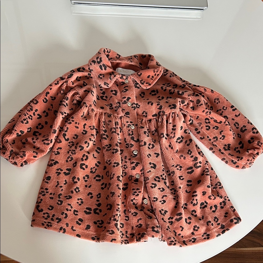 Rachel Zoe Kids Pink Leopard Button Down dress size 18 months